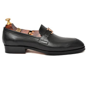 Men's black crust leather formal loafer shoe, business & casual party wear - Feetique Footwea